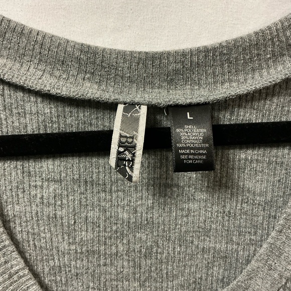 BKE Gray Ruffle Button-Front Knit Top - Picture 2 of 4